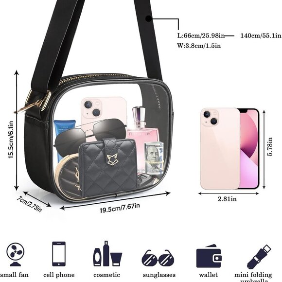 Clear Crossbody Bag, Stadium Approved Clear Purse Bag for Concerts Sports Events - Picture 4 of 8